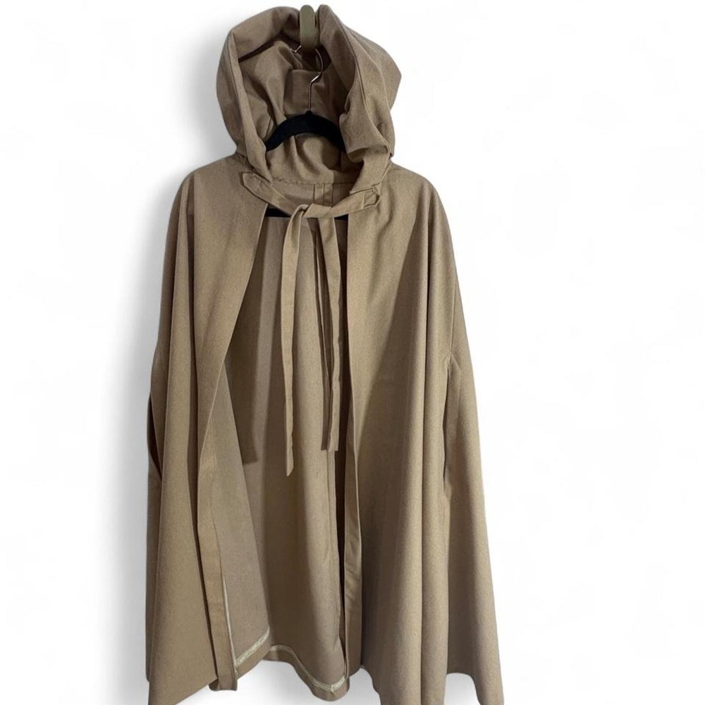 Goblincore Hooded Cape Cloak Coat Tan Cottagecore Capelet Wrap Tan OS Handmade